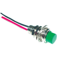 SloanLED Indicator LED T1 Green 2V 0.25 IN. HOLE NICKEL/BRASS 6 IN. Leads