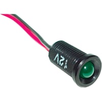 SloanLED Indicator LED T1-3/4 Green 14V 0.3125 IN. HOLE BLACK ALUMINUM 6 IN. Leads