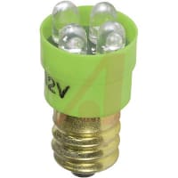 SloanLED Lamp, LED;T-4 1/2;Cand Screw;Ultra Bright Green;Clear;48 VAC/VDC;20 Ma;22 Deg