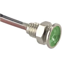 SloanLED Indicator Panel Mount LED Mnt-Sz 0.197" Screw Green 28VDC Leads Fixed Lamp