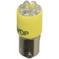 SloanLED Lamp, LED, T-3 1/4, Bayonet, Yellow, 5V, 25mA, 500mcd, 30deg