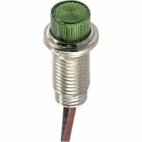 SloanLED Indicator Pnl-Mnt LED T-1 Green 24VDC Lexan Flat Trans. Lens - Fluted 26AWG Term