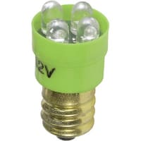 SloanLED Lamp, LED, S-6, Screw, Green, 12V, 20mA, 750mcd, 20deg, 3S3 and 6S6 Incandescent Lamps