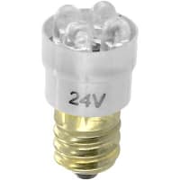 SloanLED Lamp, LED, S-6, Screw, White, 24V, 25mA, 1200mcd, 45deg, 3S3 and 6S6 Incandescent Lamps