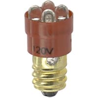 SloanLED Lamp, LED, S-6, Screw, Red, 120V, 20mA, 300mcd, 22deg, 3S3 and 6S6 Incandescent Lamps