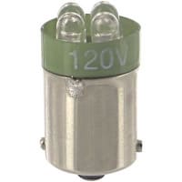 SloanLED Lamp, LED, T-1 3/4, S.C. Bayonet, Green, 120V, 20mA, 750mcd, 20deg