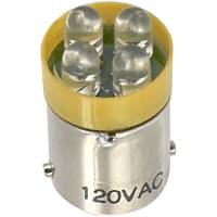 SloanLED Lamp, LED, T-1 3/4, S.C. Bayonet, Yellow, 120V, 25mA, 2000mcd, 22deg