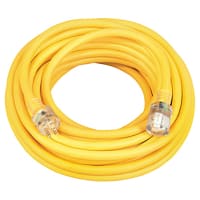 Southwire Tools & Equipment Cord, Extension, 5-15R, 5-15P, 3 Cond SJTW Cbl, 50ft., 12 AWG, Yellow PVC Jkt