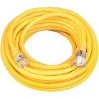 Southwire Tools & Equipment Outdoor Ext. Cord, Lighted End, 10/3, SJTW, Yellow, 100', 15A