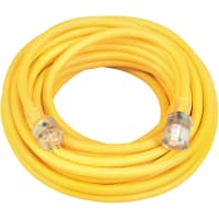 Southwire Tools & Equipment Outdoor Ext. Cord, Lighted End, 10/3, SJTW, Yellow, 50', 15A