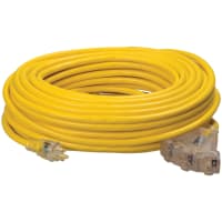 Southwire Tools & Equipment Outdoor Ext. Cord, 3 Way, Lighted End, 12/3. SJTW, Yellow, 100'