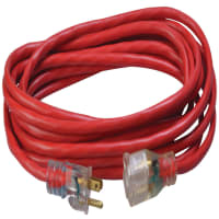 Southwire Tools & Equipment Outdoor Ext. Cord, Lighted End, 14/3, SJTW, RED, 25'