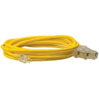 Southwire Tools & Equipment Outdoor Ext. Cord, 3 Way, Lighted End, 12/3. SJTW, Yellow, 25'