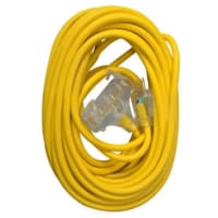 Southwire Tools & Equipment Outdoor Ext. Cord, 3 Way, Lighted End, 12/3. SJTW, Yellow, 50'