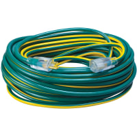 Southwire Tools & Equipment Striped Outdoor Ext. Cord, 12/3, SJTW, Dark Green/Yellow, 100', 15A