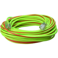 Southwire Tools & Equipment Striped Outdoor Ext. Cord, 12/3, SJTW, Lime Grn/Red, 100', 15A