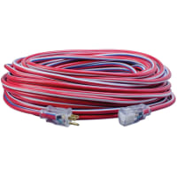 Southwire Tools & Equipment Striped Outdoor Ext. Cord, 12/3, SJTW, Red, Wht, Blue, 100', 15A