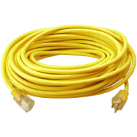 Southwire Tools & Equipment Outdoor Ext. Cord, Lighted End, 12/3, SJTW, Yellow, 50', 15A