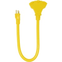 Southwire Tools & Equipment Outdoor Extension Cord, 3 Way, 12/3, STW(600V), Yellow, 2'