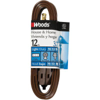 Southwire Tools & Equipment Indoor/Household SPT, Standard, SPT-2, 16/2, 12', NEMA 1-15P, Brown, Woods