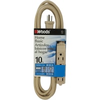 Southwire Tools & Equipment Indoor/Household SPT, Standard, SJTW, 16/3, 10', NEMA 5-15P, Beige, Woods