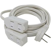 Southwire Tools & Equipment Indoor/Household, Slimline Flat Plug, SPT-2, 16/2, 12', NEMA 5-15P, White, Wood