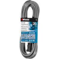 Southwire Tools & Equipment Appliance Cords, 16 Gauge, Svt, 16/2, 20', NEMA 1-15P, Gray, Woods