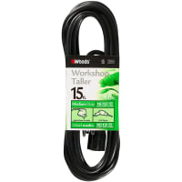 Southwire Tools & Equipment Standard Outdoor SJTW, 16 Gauge, SJTW, 16/3, 15', NEMA 5-15P, Black, Woods