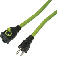 Southwire Tools & Equipment Push Lock, 14 Gauge, SJTW, 16/2, 50', NEMA 5-15P, Lime Green, Woods