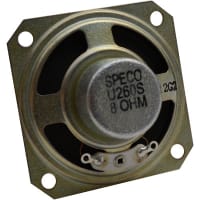 Speco Technologies Speaker, 2", Square, 8 Ohms, 0.2 W, 375 Hz to 4.5 KHz, U Series