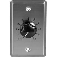 Speco Technologies Attenuator, Single, Mono, 10W, 70/25V, StainlessSteelWallplate, BlackKnob