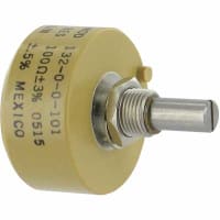 Spectrol / Sfernice / Vishay Potentiometer Wirewound 100 Ohms 0.2497In Shaft Dia Power 2.75W 132 Series