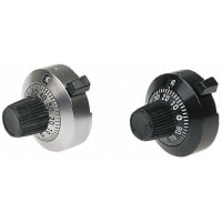 Spectrol / Sfernice / Vishay Potentiometer Knob, Body: Black, Dia. 25.4mm with a White Indicator, 6.35mm Shaft