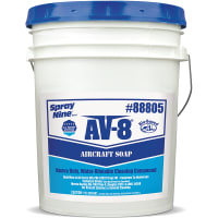 Spray Nine AV-8 Aircraft Soap, 5 gallon pail, Color: Clear, Mild odor, Low VOC