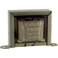 Stancor Transformer, Power, Bobbin, 1, Freq 50/60Hz, Pri 117VAC, Sec 24 (CT)VAC, UL