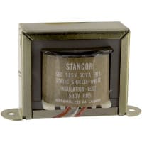 Stancor Transformer, Isolation, Bobbin, 1, Freq 50/60Hz, Pri 115/230VAC, Sec 115VAC