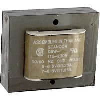 Stancor Transformer 12VA 115/230VAC Primary 8/16VAC 1.6/0.8A Secondary SW/DSW Series