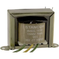 Stancor Transformer, Power, Bobbin, 1, Freq 50/60Hz, Pri 117VAC, Sec 36 (CT)VAC, 1lbs.