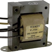 Stancor Transformer, Power, Config Bobbin, 1, Freq 50/60Hz, Pri 117VAC, Sec 2.5 (CT)VAC