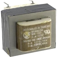 Stancor Transformer, Power, Bobbin, 1, Freq 50/60Hz, Pri 115VAC, Sec 12/24VAC, PCB