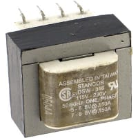 Stancor Transformer 2.5VA 115/230VAC Primary 8/16VAC 0.3/0.15A Secondary SW/DSW Series