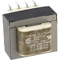 Stancor Transformer 6VA 115/230VAC Primary 8/16VAC 0.8/0.4A Secondary SW/DSW Series