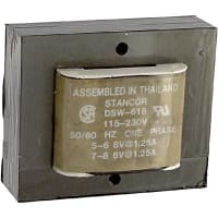 Stancor Transformer 20VA 115/230VAC Primary 8/16VAC 2.5/1.25A Secondary SW/DSW Series