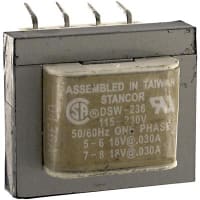 Stancor Transformer 1.1VA 115/230VAC Primary 18/36VAC 0.06/0.03A Secondary SW/DSW Series