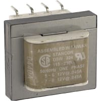 Stancor Transformer 1.1VA 115/230VAC Primary 12/24VAC 0.09/0.045A Secondary