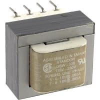 Stancor Transformer 2.5VA 115/230VAC Primary 18/36VAC 0.13/0.65A Secondary SW/DSW Series