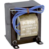 Stancor Transformer, Power, Config Bobbin, 1, Freq 50/60Hz, Pri 115VAC, Sec 40 (CT)VAC