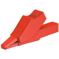 Staubli Red shrouded crocodile clip, 2mm plug