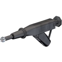 Staubli 24A Black Grabber Clip, 600V Rating - 6mm Tip Size, 4mm Probe Socket Size