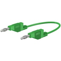 Staubli Quadrant Conns 4 mm Test lead, 15A, 30 V ac, 60 V dc, Green, 50cm Lead Length